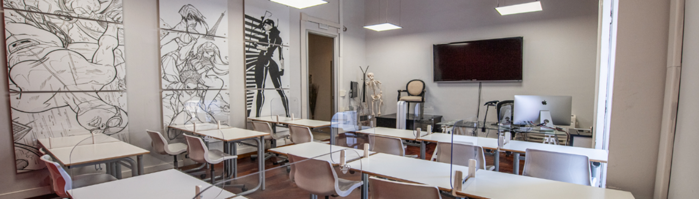 Aula Scuola Comics sede di Napoli corso Illustrazione