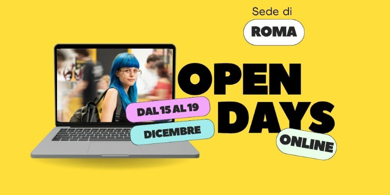 Immagine della news Open Days online SEDE ROMA • Dal 15 al 19 dicembre 
